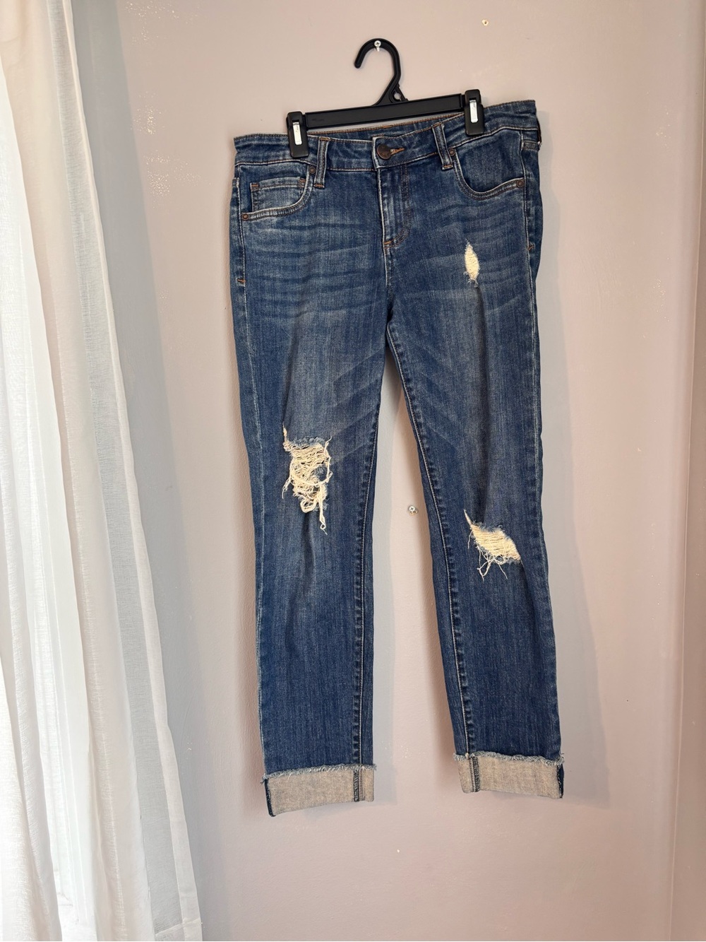 Kut from the Kloth Distressed Blue Boyfriend Jeans - Amy Ankle Straight Leg